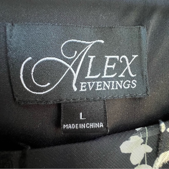 Alex Evening 3/4 sleeve scoop asymmetrical hem floral chiffon blouse Triple Tier - Picture 7 of 13